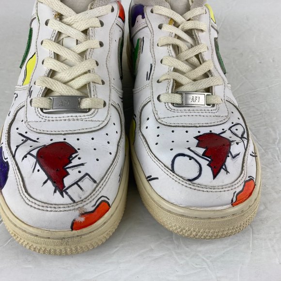 NIKE Air Force 1 AFi Custom Youth Boy Girl Sz 5.5 White Colorful Athletic Shoe - Picture 5 of 11